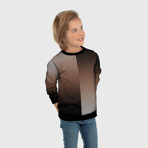 Детский свитшот Чёрно-коричневый текстурный градиент пополам / 3D-Черный – фото 3
