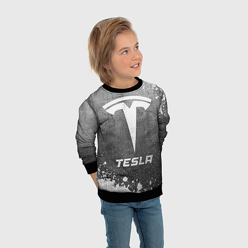 Детский свитшот Tesla - grey gradient / 3D-Черный – фото 3