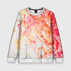 Детский свитшот Абстракция - splashes of pink and red paint on whi