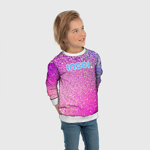 Детский свитшот Inzoi лого и розовые блестки / 3D-Белый – фото 3