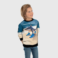 Свитшот детский Акула в кроссовках - брейнрот мем, цвет: 3D-черный — фото 2