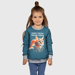 Свитшот детский Trippi troppi troppa trippa - brainrot cat meme, цвет: 3D-меланж — фото 2