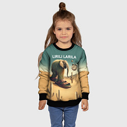 Свитшот детский Слон кактус - брейнрот мем, цвет: 3D-черный — фото 2