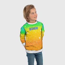 Свитшот детский Inzoi зелено-желтый фон, цвет: 3D-белый — фото 2