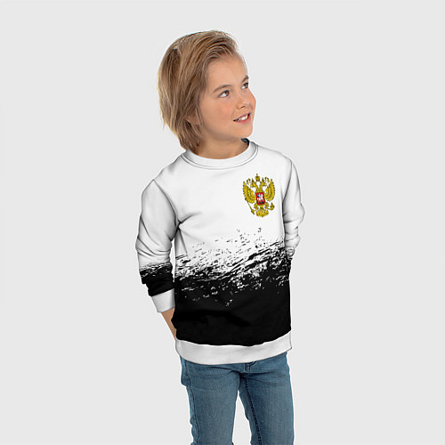 Детский свитшот Россия черно белые краски / 3D-Белый – фото 3