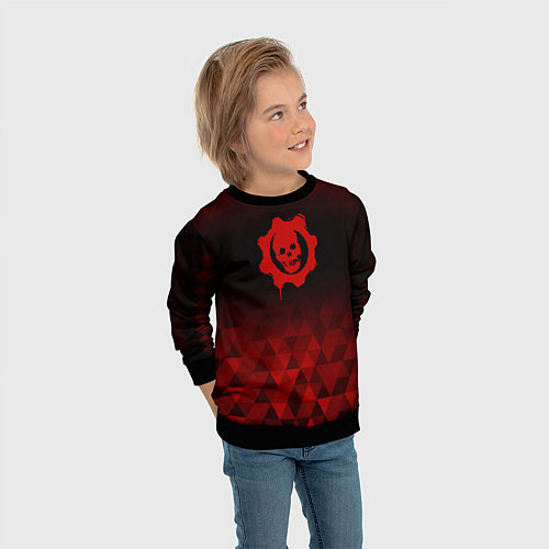 Детский свитшот Gears of War red poly / 3D-Черный – фото 3