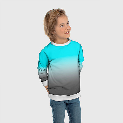Детский свитшот Серо-голубой светлый градиент / 3D-Белый – фото 3