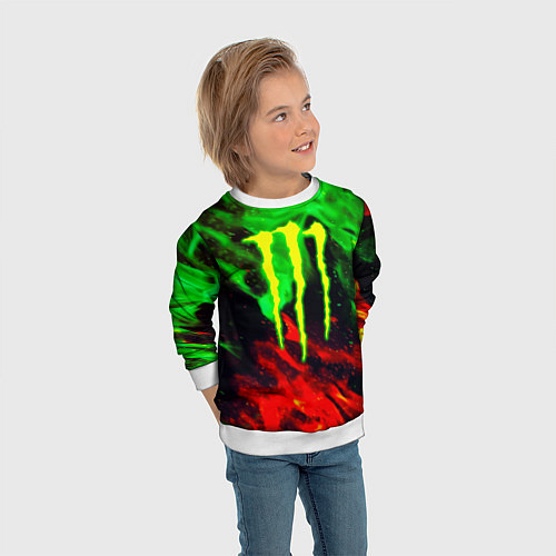 Детский свитшот Monster energy огонь лого / 3D-Белый – фото 3