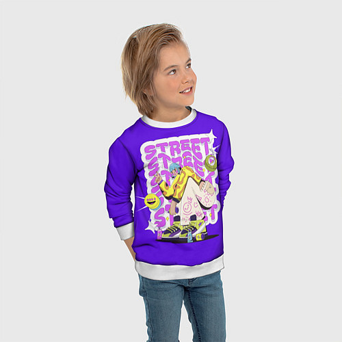 Детский свитшот Street Y2K girl violet / 3D-Белый – фото 3