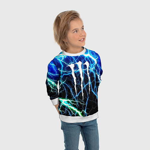 Детский свитшот Monster energy electro / 3D-Белый – фото 3