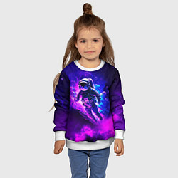 Свитшот детский Космонавт в неоновых облаках, цвет: 3D-белый — фото 2