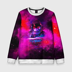 Свитшот детский Космонавт в космическом море, цвет: 3D-белый