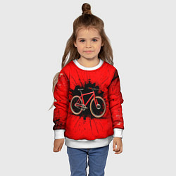 Свитшот детский Трековый велосипед на красном, цвет: 3D-белый — фото 2