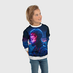 Свитшот детский Синий космонавт с красным черепом, цвет: 3D-белый — фото 2