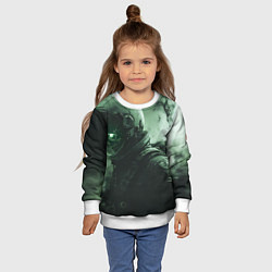 Свитшот детский Зеленый скелет космонавта, цвет: 3D-белый — фото 2