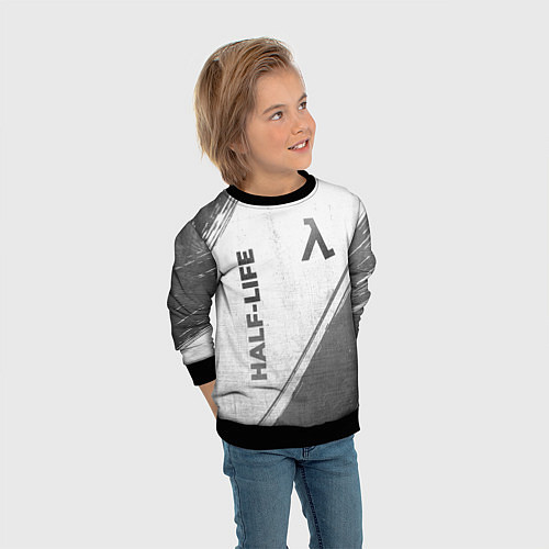 Детский свитшот Half-Life - white gradient вертикально / 3D-Черный – фото 3