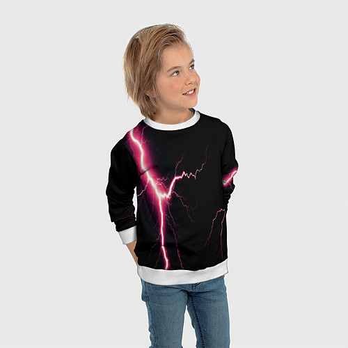 Детский свитшот Lightning pink / 3D-Белый – фото 3