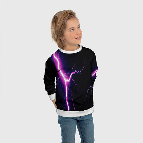 Детский свитшот Lightning purple / 3D-Белый – фото 3