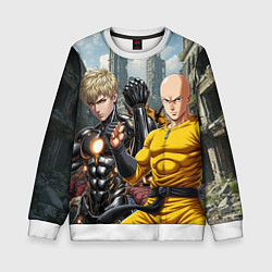 Свитшот детский Генос и Саитама, цвет: 3D-белый