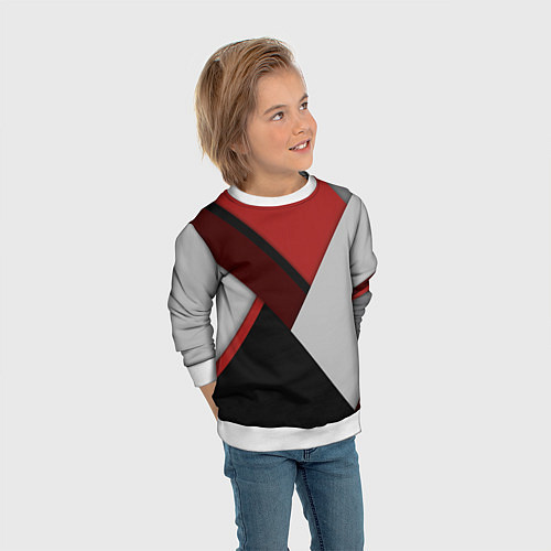 Детский свитшот Color black red grey / 3D-Белый – фото 3