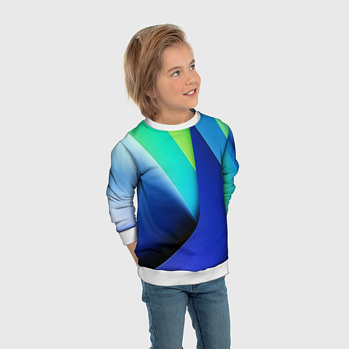 Детский свитшот Color blue green / 3D-Белый – фото 3