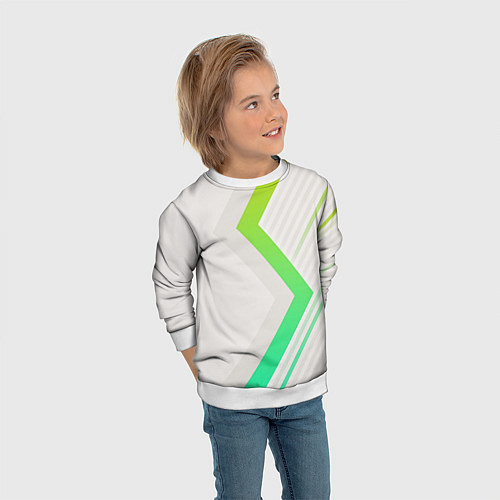 Детский свитшот Color white line green / 3D-Белый – фото 3