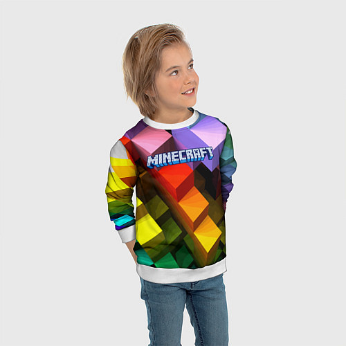 Детский свитшот Minecraft - pattern / 3D-Белый – фото 3
