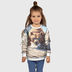 Свитшот детский Русский медведь наступает, цвет: 3D-белый — фото 2