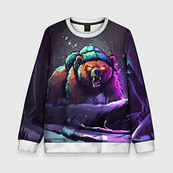 Свитшот детский Злой русский медведь в лесу, цвет: 3D-белый