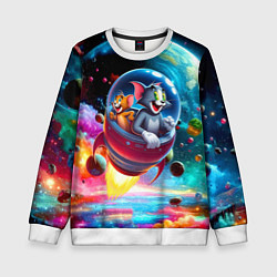 Детский свитшот Том и Джерри летят в ракете - нейроарт