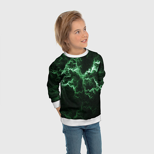 Детский свитшот Lightning green line / 3D-Белый – фото 3