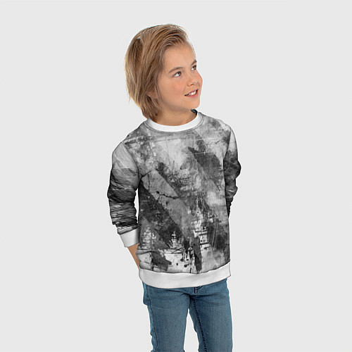 Детский свитшот Абстракция - atomic gray / 3D-Белый – фото 3