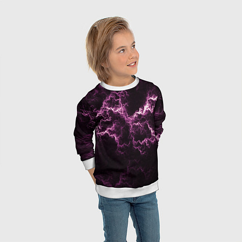 Детский свитшот Lightning pink glow / 3D-Белый – фото 3