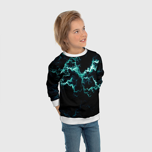 Детский свитшот Lightning light blue glow / 3D-Белый – фото 3