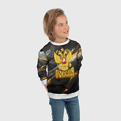 Свитшот детский Россия черно-желтый фон, цвет: 3D-белый — фото 2