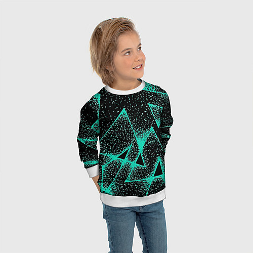 Детский свитшот The triangle is light blue / 3D-Белый – фото 3