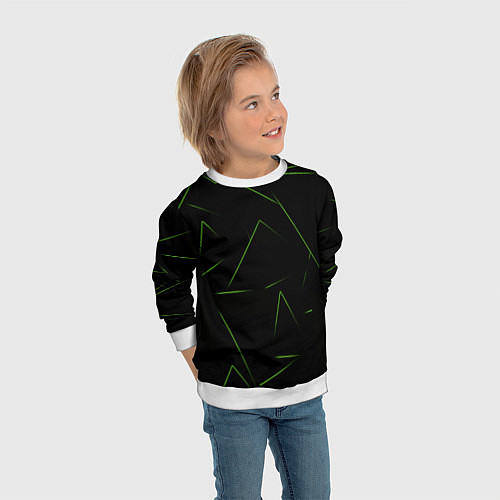 Детский свитшот Color green line / 3D-Белый – фото 3