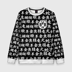 Свитшот детский Borussia японские символы, цвет: 3D-белый