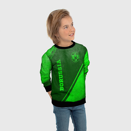 Детский свитшот Borussia - green gradient вертикально / 3D-Черный – фото 3