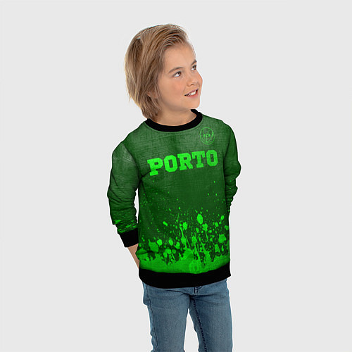 Детский свитшот Porto - green gradient посередине / 3D-Черный – фото 3