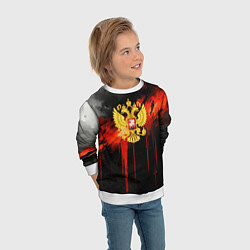 Свитшот детский Герб России - красная краска на черном, цвет: 3D-белый — фото 2
