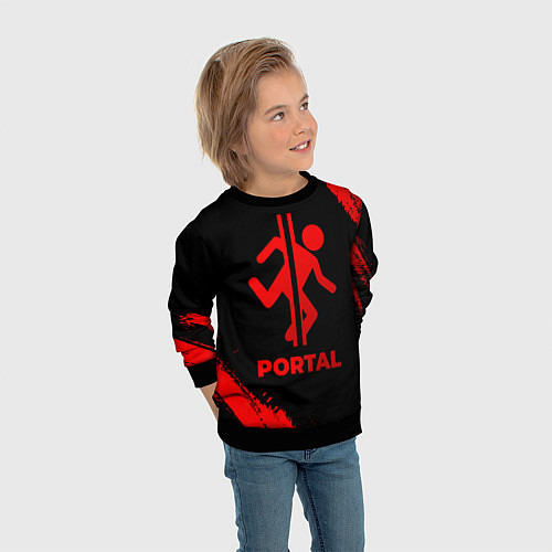 Детский свитшот Portal - red gradient / 3D-Черный – фото 3