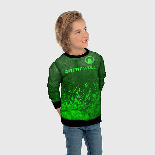 Детский свитшот Great Wall - green gradient посередине / 3D-Черный – фото 3