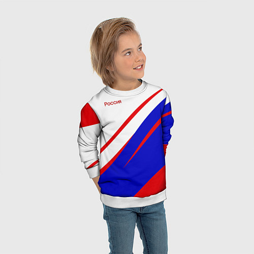 Детский свитшот Россия бело-сине-красный / 3D-Белый – фото 3