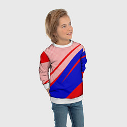 Свитшот детский Красно-синий текстурный с полосами, цвет: 3D-белый — фото 2