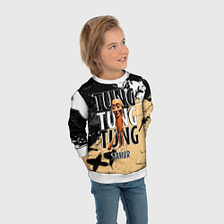 Свитшот детский Тунг тунг тунг сахур итальянские мемы, цвет: 3D-белый — фото 2