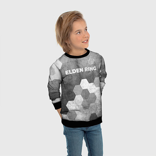 Детский свитшот Elden Ring - grey gradient посередине / 3D-Черный – фото 3