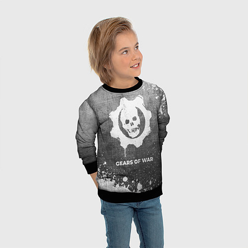 Детский свитшот Gears of War - grey gradient / 3D-Черный – фото 3