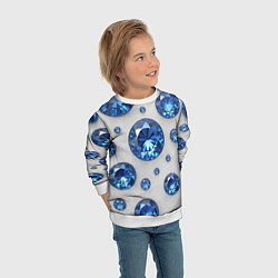 Свитшот детский Россыпь сапфиров, цвет: 3D-белый — фото 2
