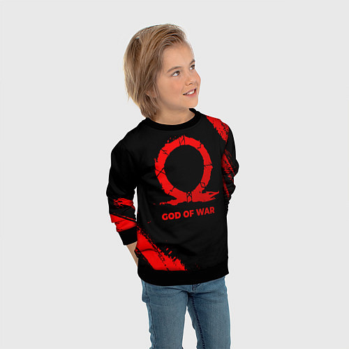 Детский свитшот God of War - red gradient / 3D-Черный – фото 3